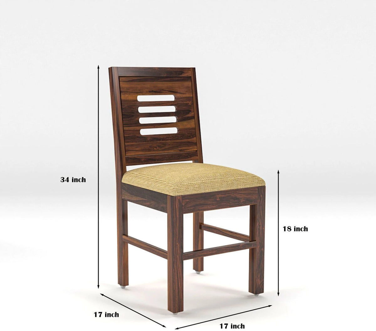 6 Seater Sheesham Wood Dining Table Set with Beige Chairs