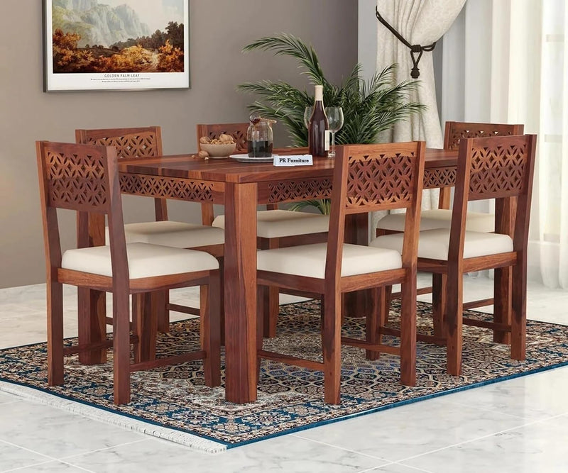 Homelry Solid Sheesham Wood 6 Seater Dining Table Se