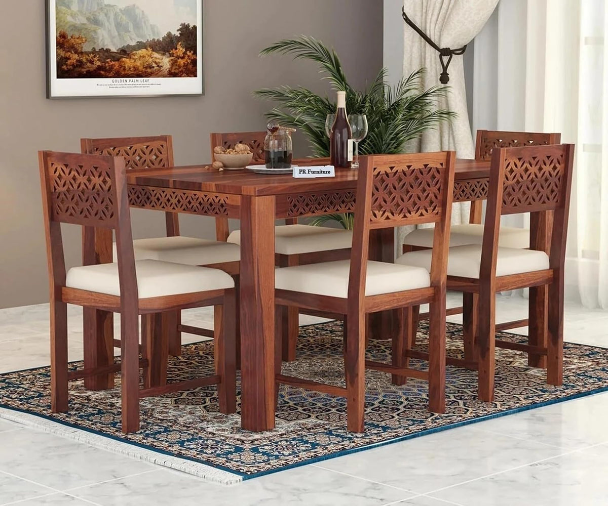 Homelry Solid Sheesham Wood 6 Seater Dining Table Set