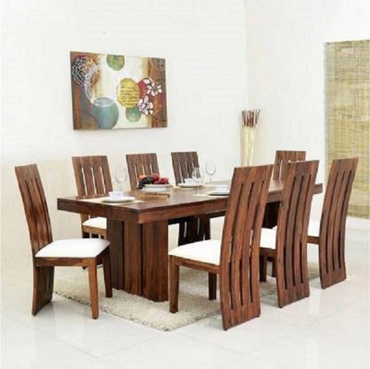 Sheesham Wood Dining Table Set with 6 Chairs