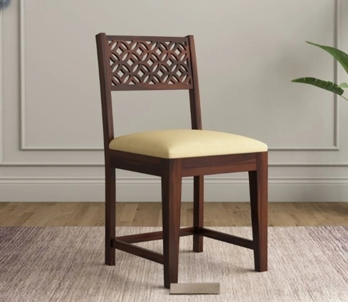 Cream Cushion Sheesham Wood Dining Chair