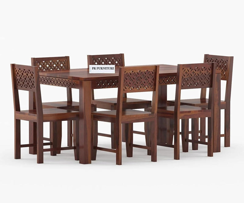 Homelry Solid Sheesham Wood 6 Seater Dining Table Set with Bench