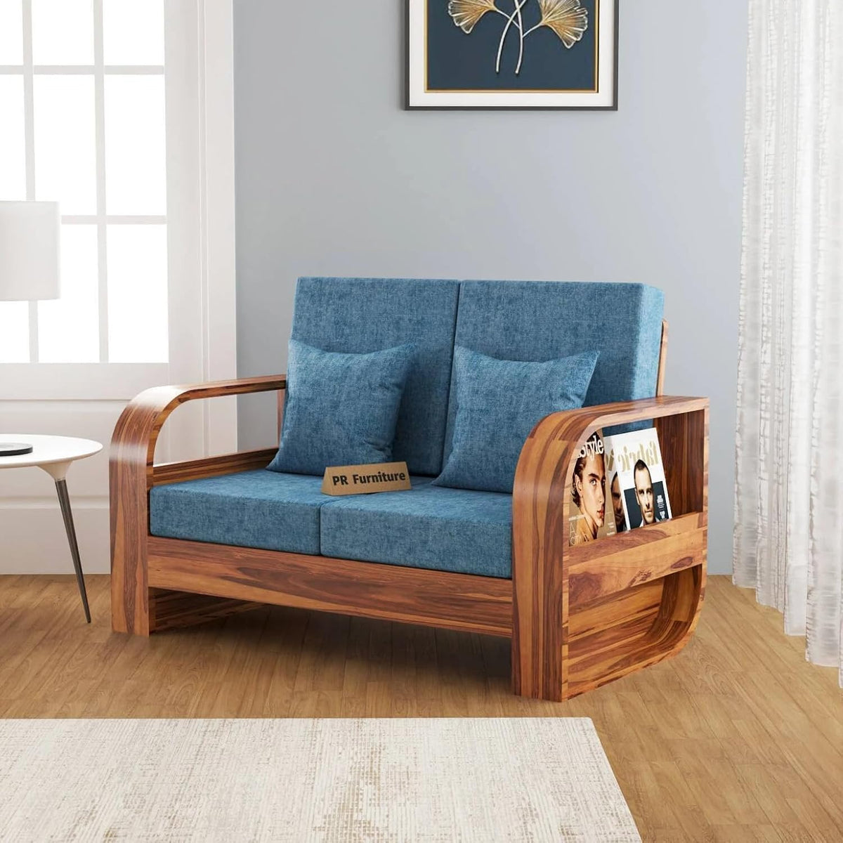 Homelry 2 Seater Wooden Sofa