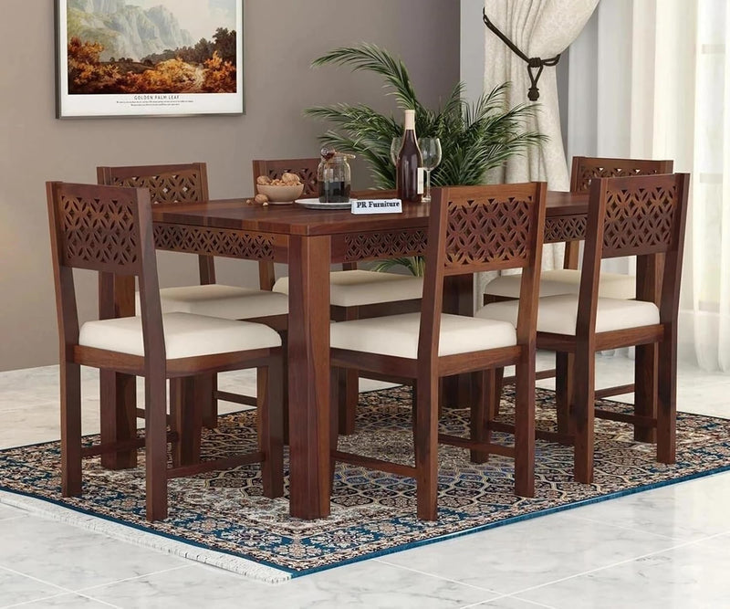 Homelry Solid Sheesham Wood 6 Seater Dining Table Set with Bench
