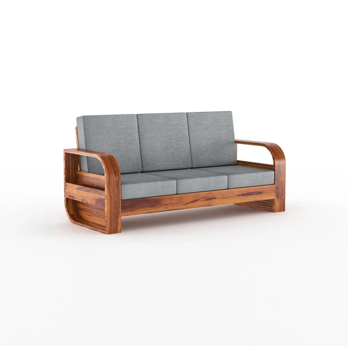 Homelry Grey 3 Seater Wooden Sofa