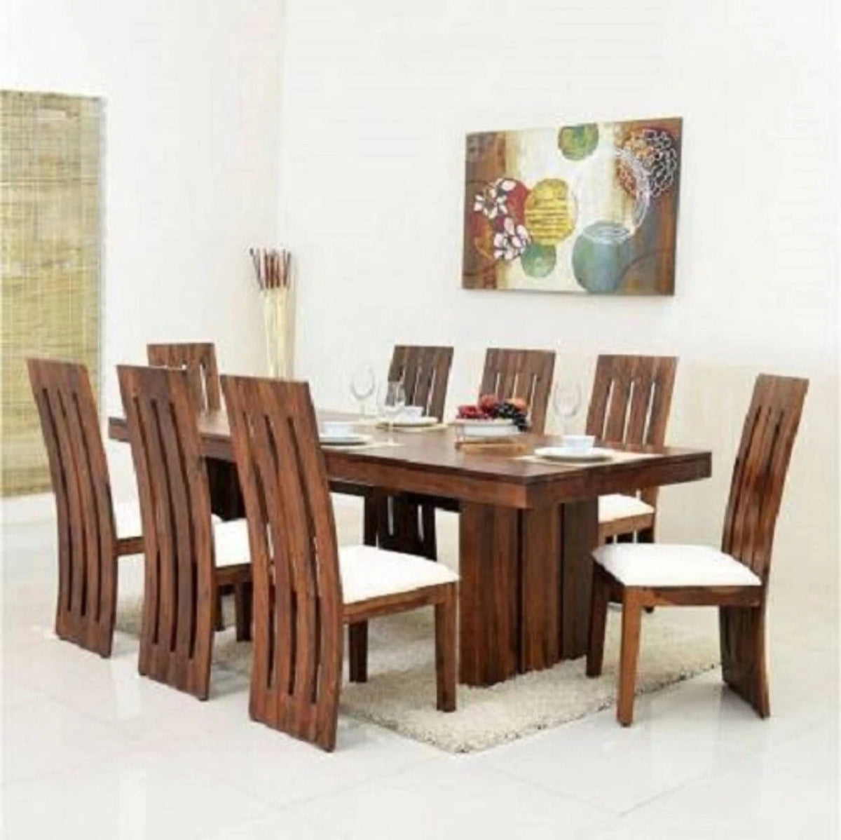 Sheesham Wood Dining Table Set with 6 Chairs