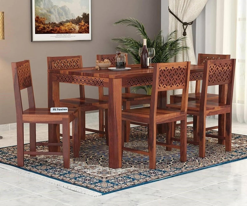 Homelry Solid Sheesham Wood 6 Seater Dining Table Set