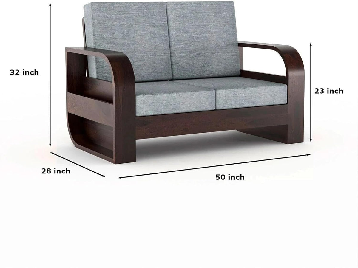 Homelry Grey 2 Seater Wooden Sofa
