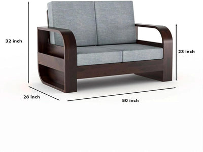 Homelry Grey 2 Seater Wooden Sofa