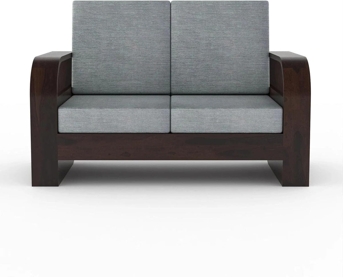 Homelry Grey 2 Seater Wooden Sofa