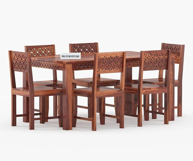Homelry Solid Sheesham Wood 6 Seater Dining Table Set
