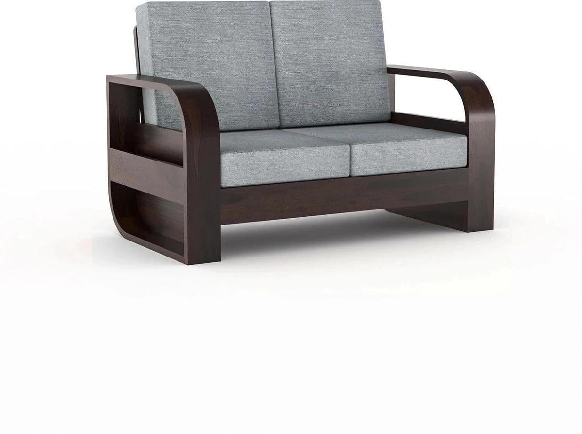 Homelry Grey 2 Seater Wooden Sofa