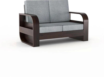 Homelry Grey 2 Seater Wooden Sofa