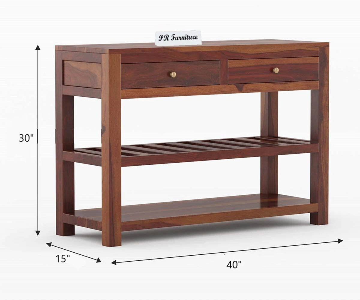 Sheesham Wood Console Table with 2 Drawers