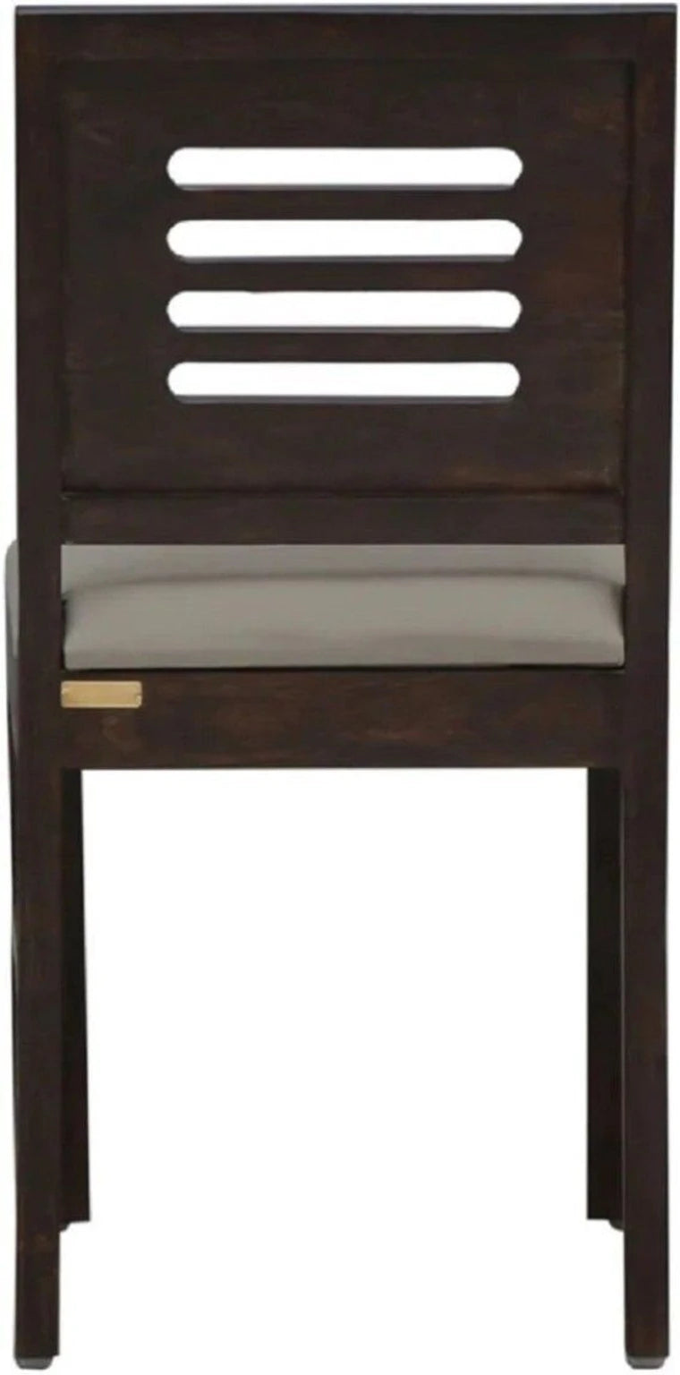 Sheesham Wood Dining Chair with Beige Upholstered Seat