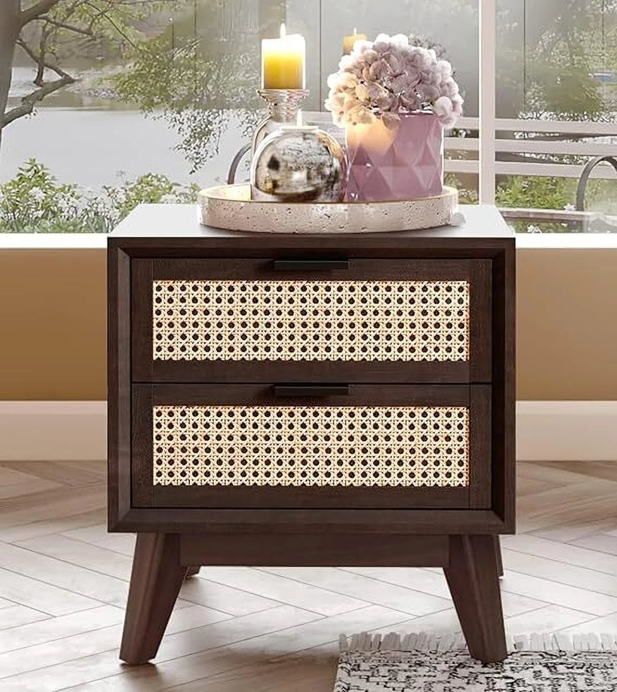 Sheesham Wood 2 Drawer Side Table