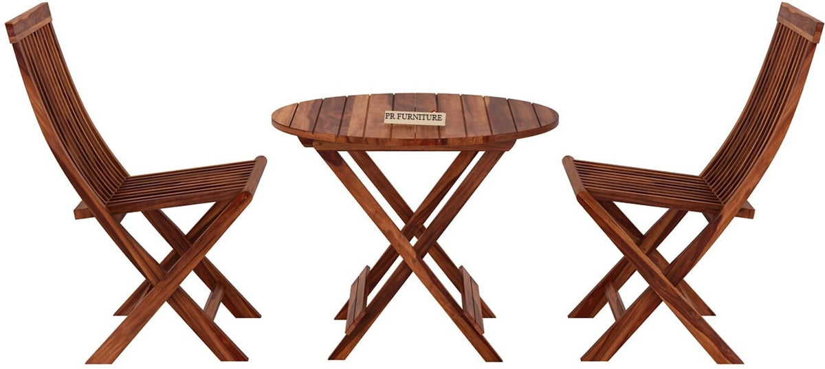 Sheesham Wood Outdoor Bistro Set with 2 Chairs