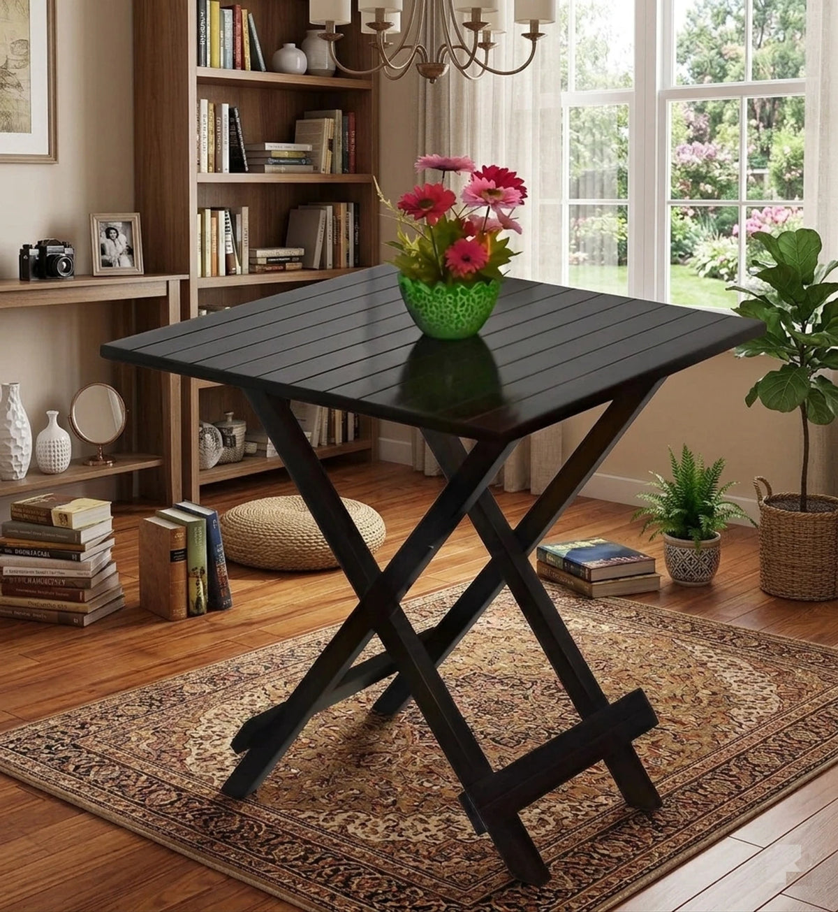 Black Sheesham Wood Folding Coffee Table