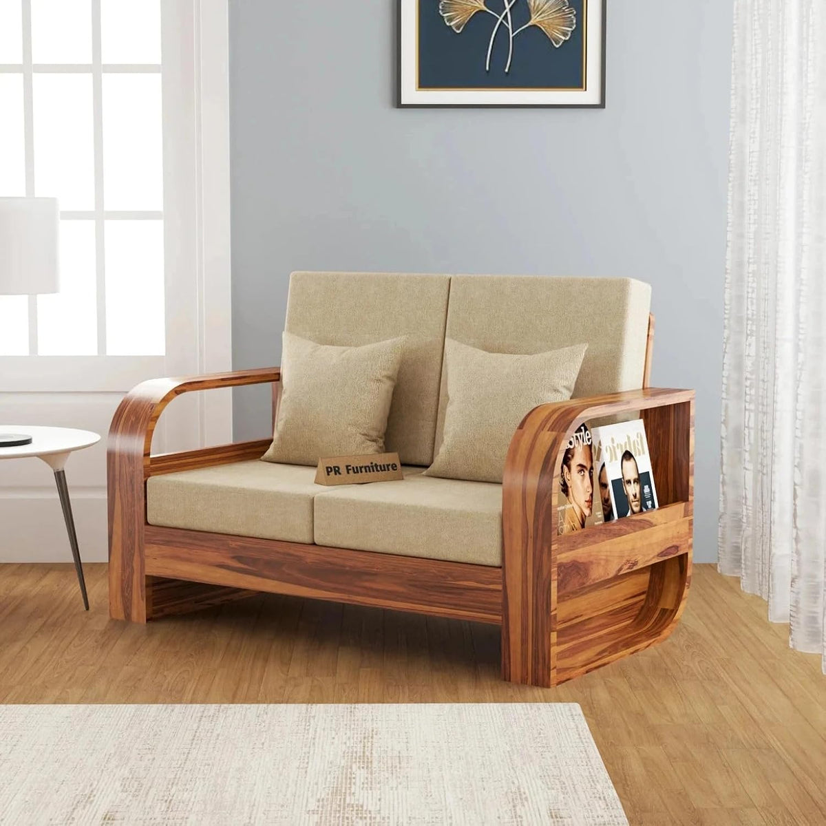 Homelry Sheesham Wood 2 Seater Sofa