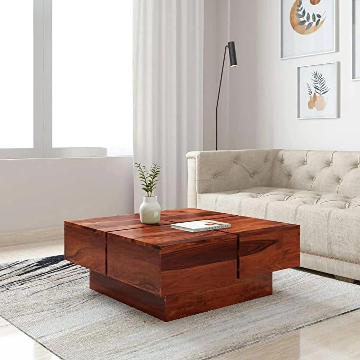 Homelry Solid Sheesham Wood Coffee Table