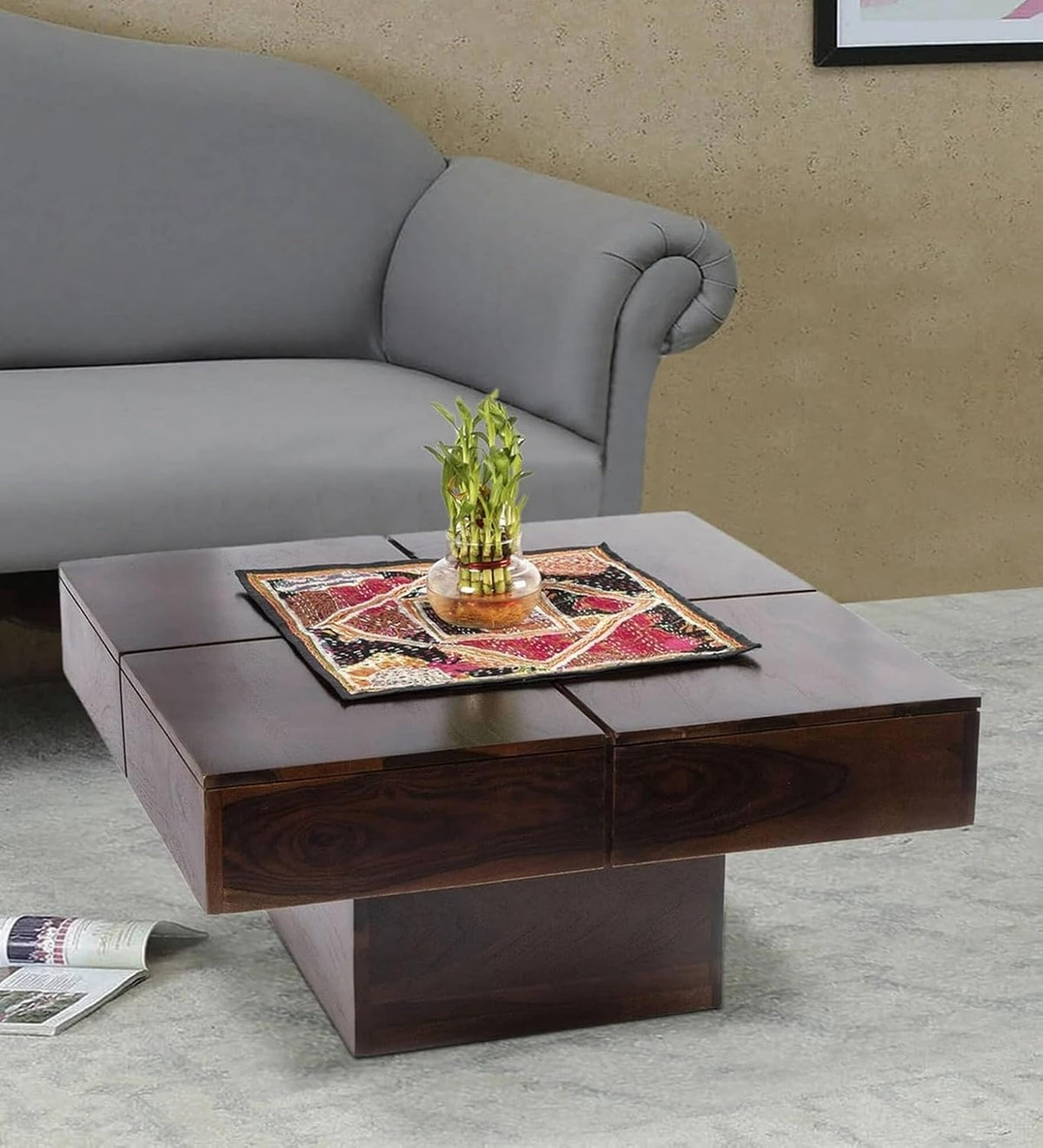 Homelry Solid Sheesham Wood Square Coffee Table