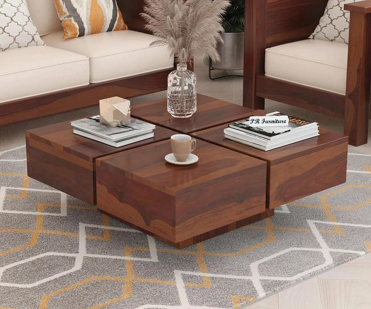 Modern Solid Wood Hexagon Coffee Table for Living Room