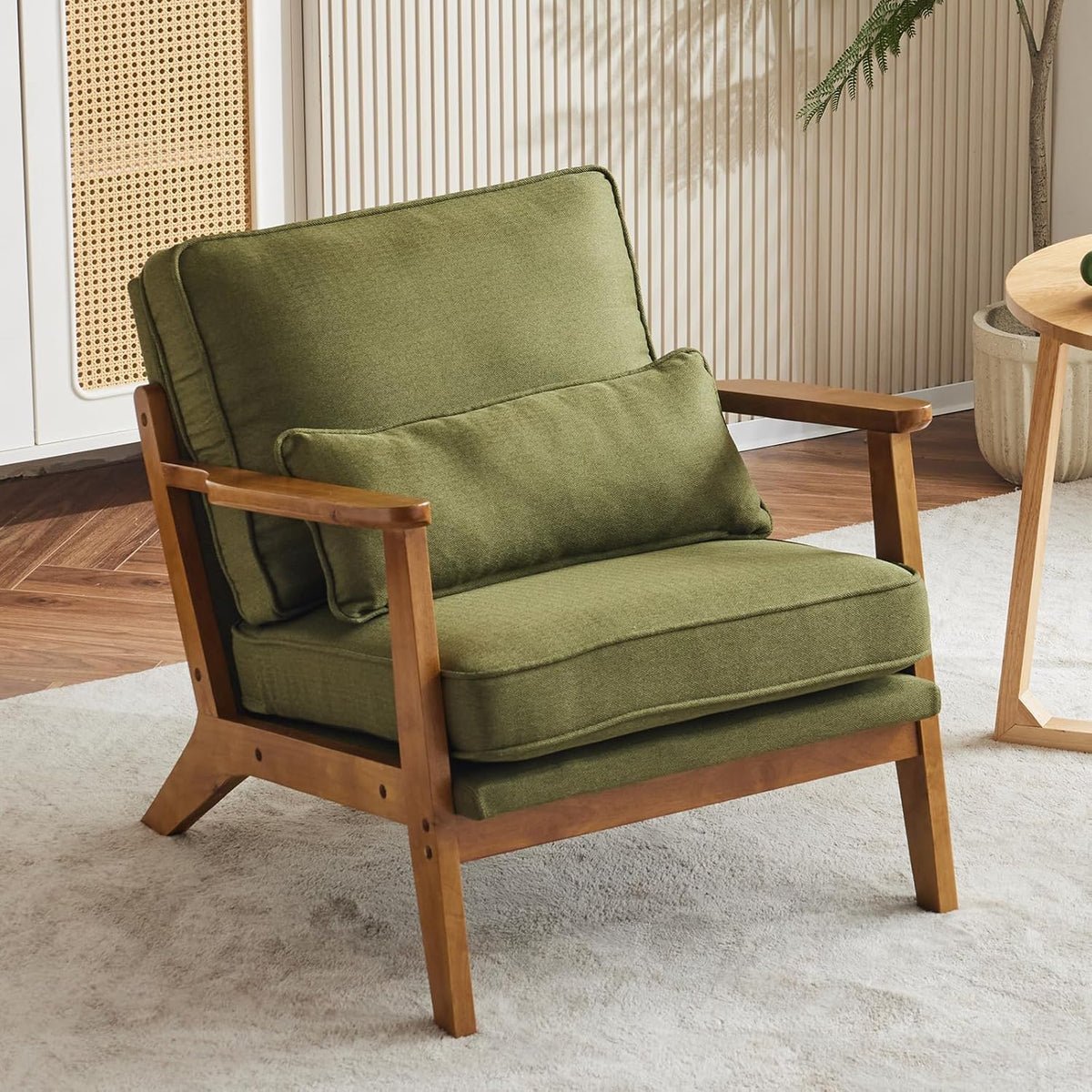 Homelry Solid Wood Upholstered Lounge Accent Chair